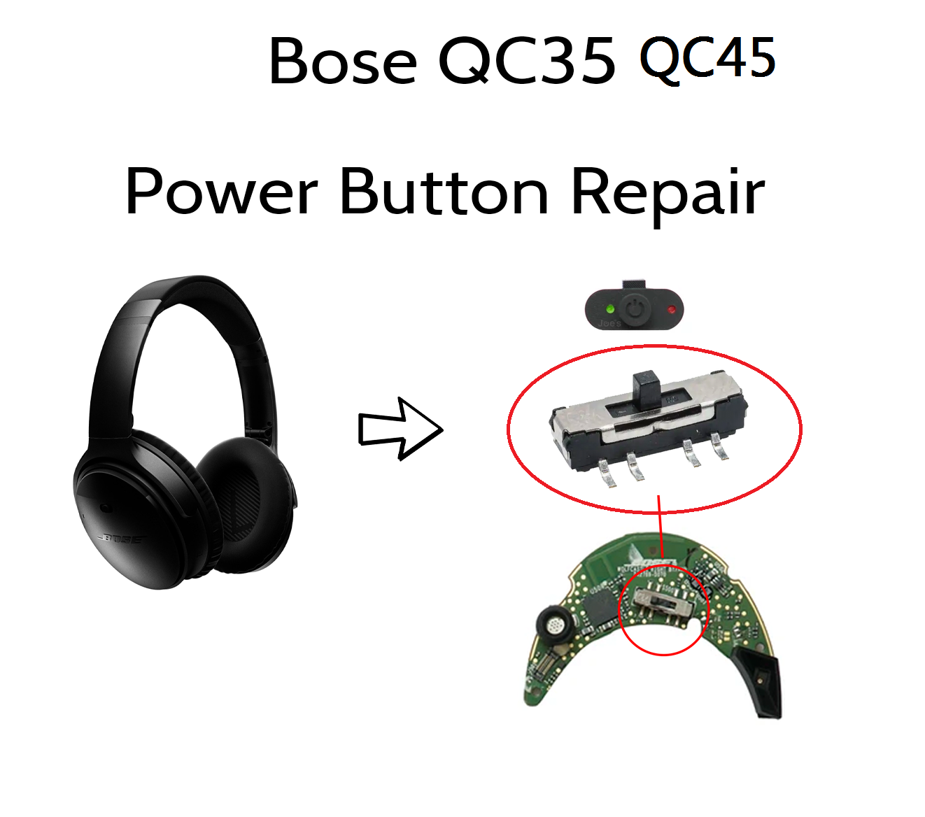 Repalcement Power Button and S - đánh giá và giá Bose Headphone Qc45